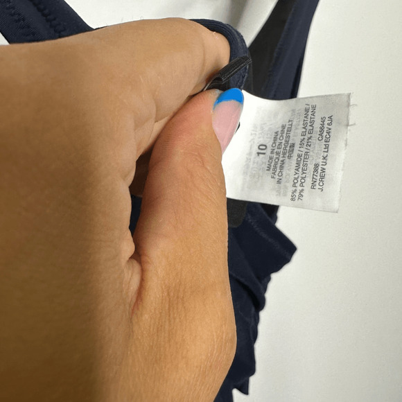 J.CREW Twist Front One Piece Swimsuit NAVY BLUE J2821 women's 10 - Picture 9 of 10